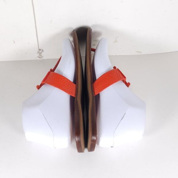 Tory Burch Women's Moore US 7M Corral Leather Slip On Flat Thong Sandals Shoes - Picture 10 of 16